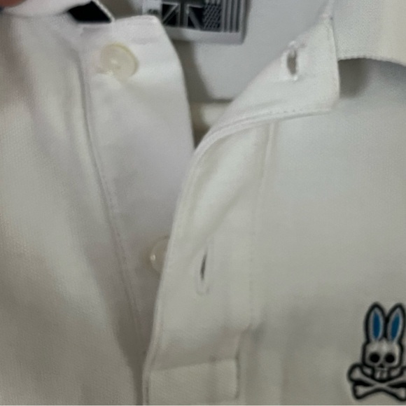 PsychoBunny white polo shirt with bunny accent size xsmall 5/6 - Picture 11 of 12
